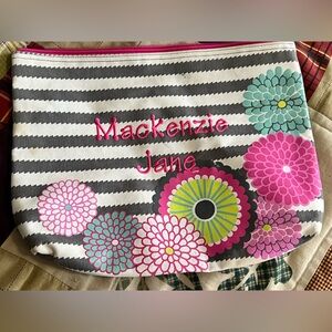 Striped Cosmetic Bag - Black, Pink, and Green